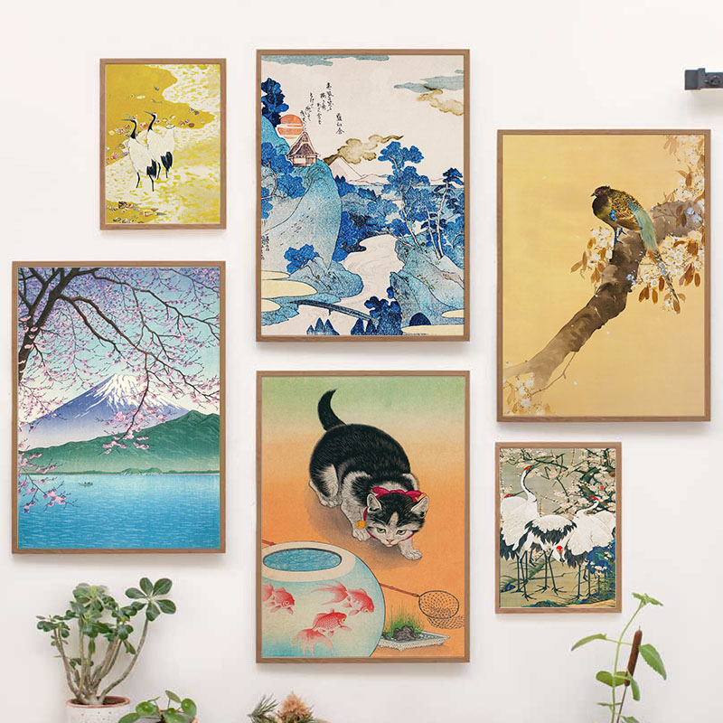 Interior Design Poster - 일본 가츠시카 호쿠사이 캔버스 회화 벽