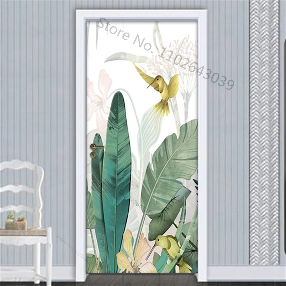 자체 접착 질경이 녹색 잎 문짝 스티커, 새 장식 스티 - Interior Design Home 리뷰 및 가격