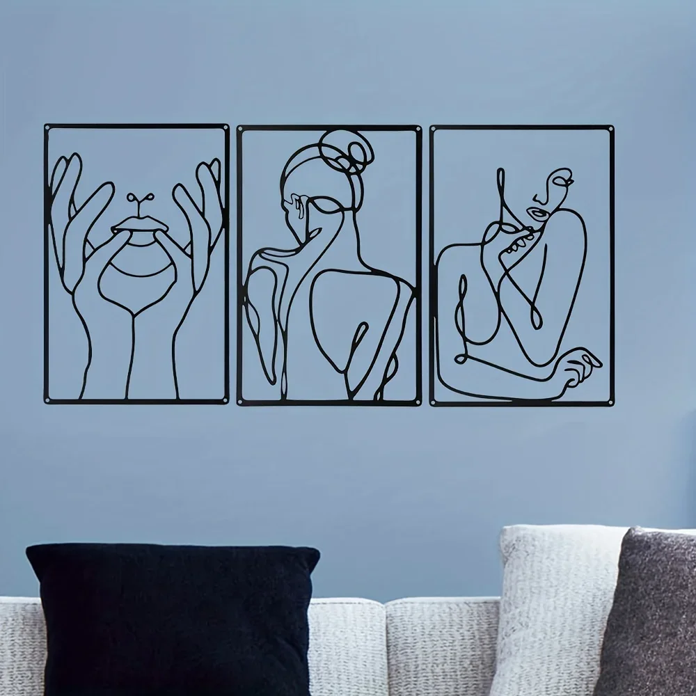 멋진 라인 드로잉 장식, 추상 금속 벽 아트, 주방,  - Interior Design Home 리뷰 및 가격