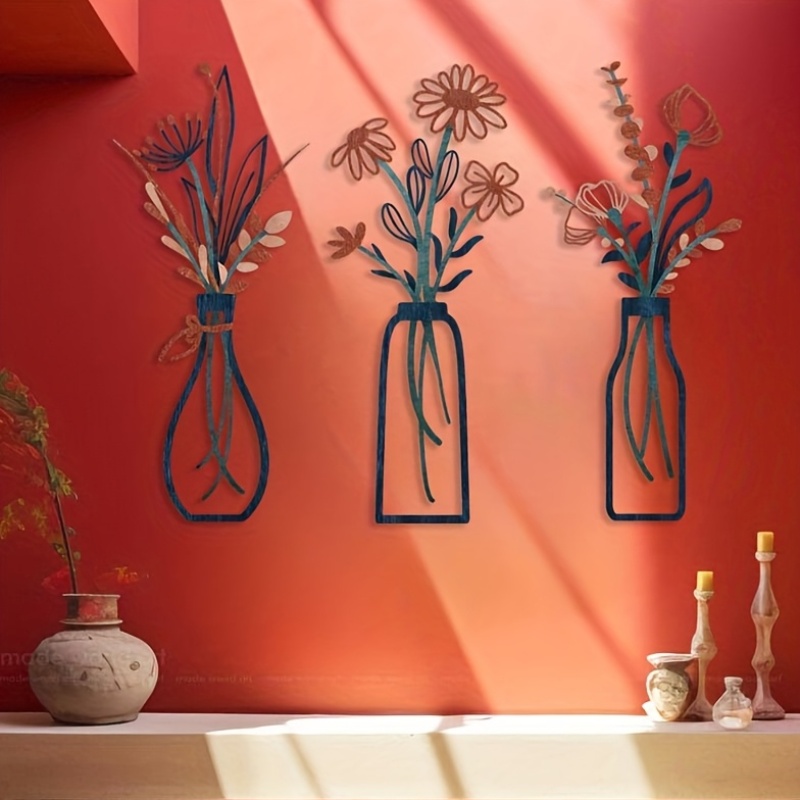 3개의 대형 꽃무늬 벽 예술 조각품 - 모던한 농가 스 - Interior Design Home 리뷰 및 가격