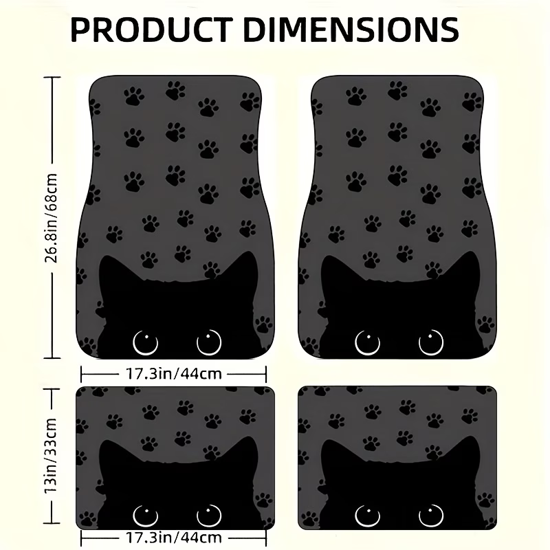 4피스 자동차 바닥 매트 - 만화 고양이 디자인, 부드 - Interior Design Experience 리뷰 및 가격
