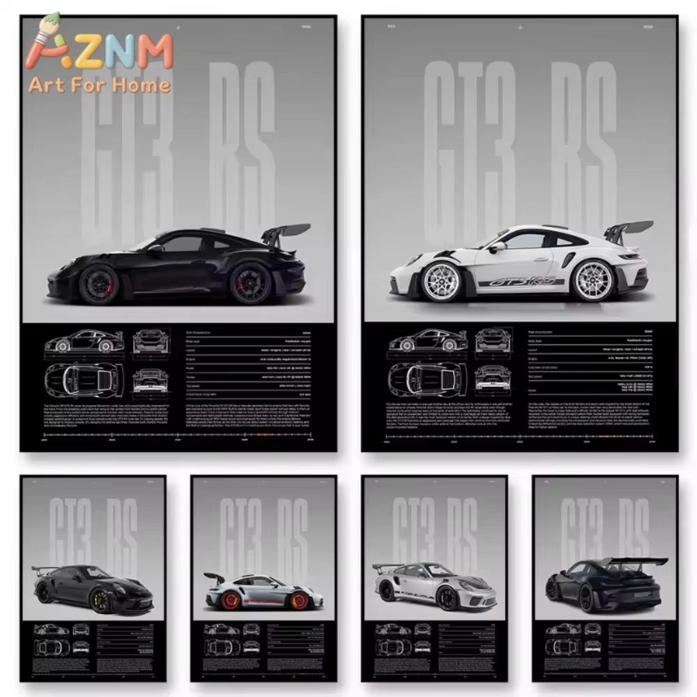 1pc 미니멀리스트 911 GT3-RS 718 GT4  - Interior Design Poster 리뷰 및 가격