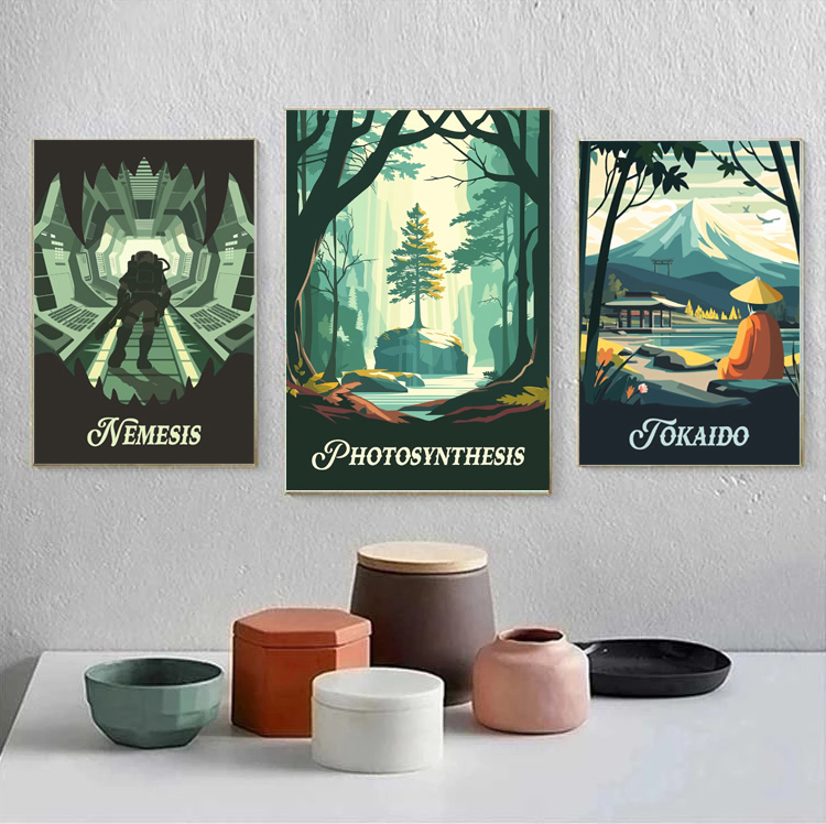 만화 추상 게임 장면 풍경 마법 동물 병사 포스터 캔버 - Interior Design Poster 리뷰 및 가격