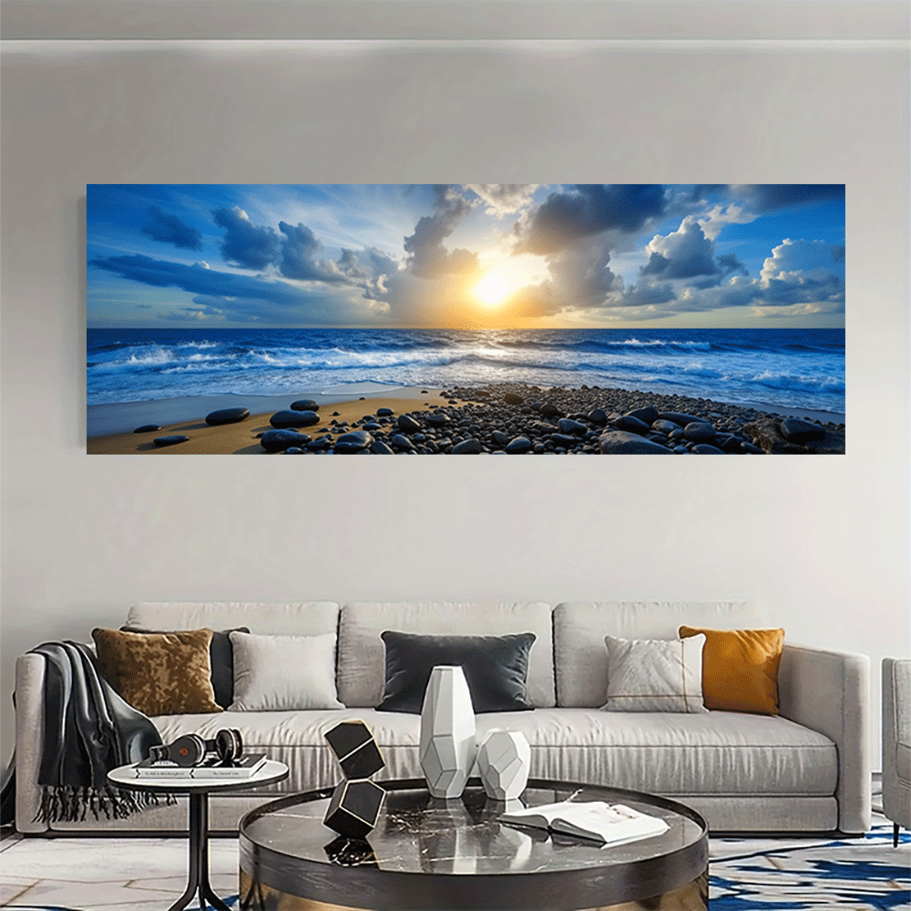 1PC-캔버스 포스터 프레임이 없는 바다 일몰 해변 파 - Interior Design Poster 리뷰 및 가격