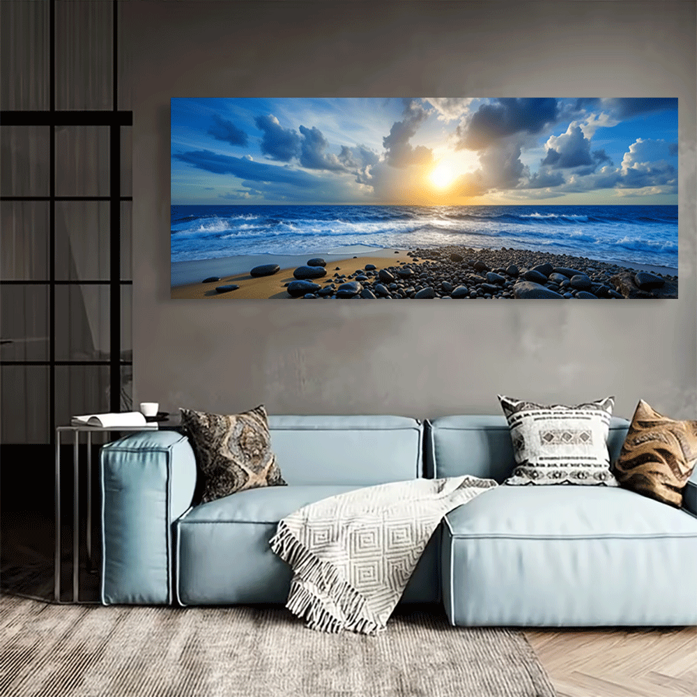 1PC-캔버스 포스터 프레임이 없는 바다 일몰 해변 파 - Interior Design Poster 리뷰 및 가격