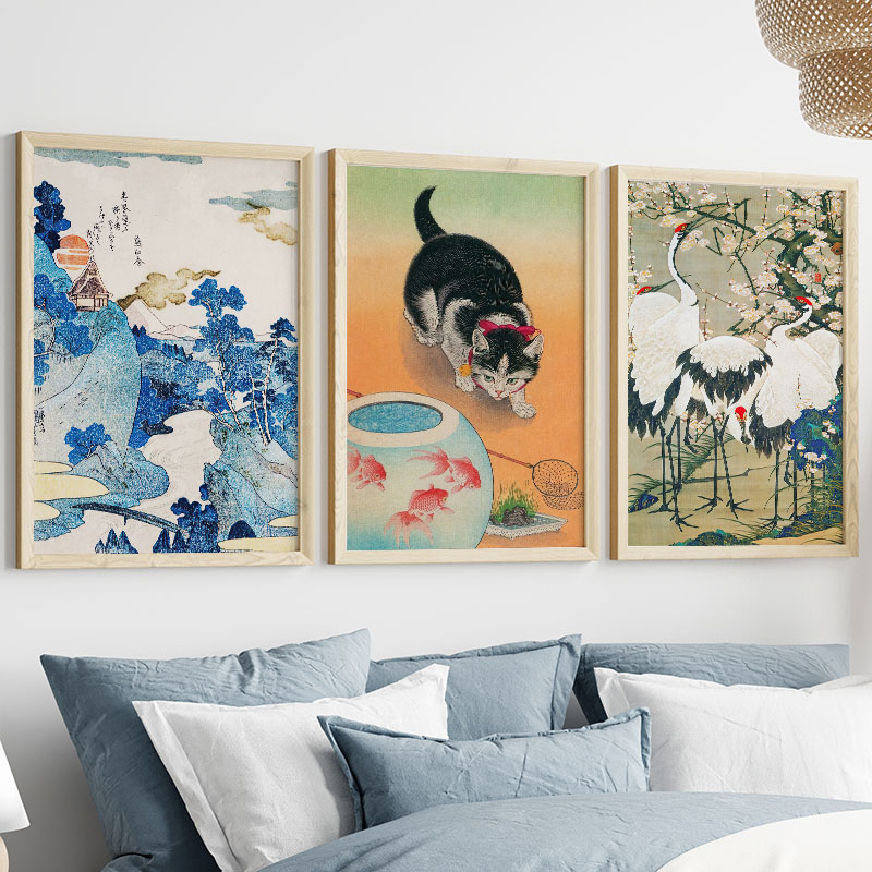 일본 가츠시카 호쿠사이 캔버스 회화 벽 예술 포스터 프 - Interior Design Poster 리뷰 및 가격