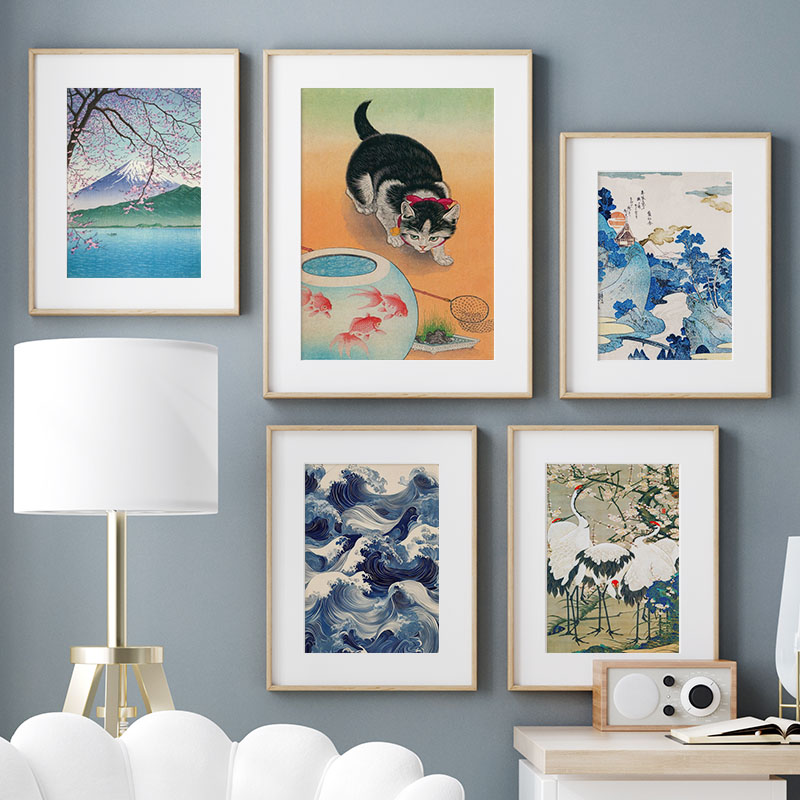 일본 가츠시카 호쿠사이 캔버스 회화 벽 예술 포스터 프 - Interior Design Poster 리뷰 및 가격