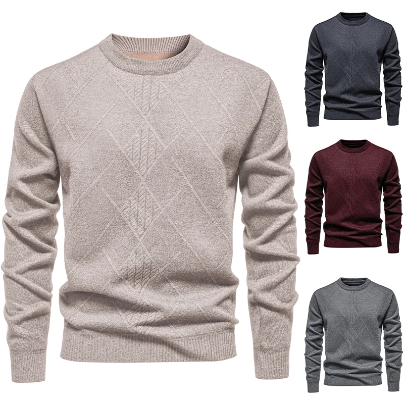 따뜻하고 두꺼운 남성용 크루넥 풀오버, 3D 자카드 다 - Interior Design Warm 리뷰 및 가격